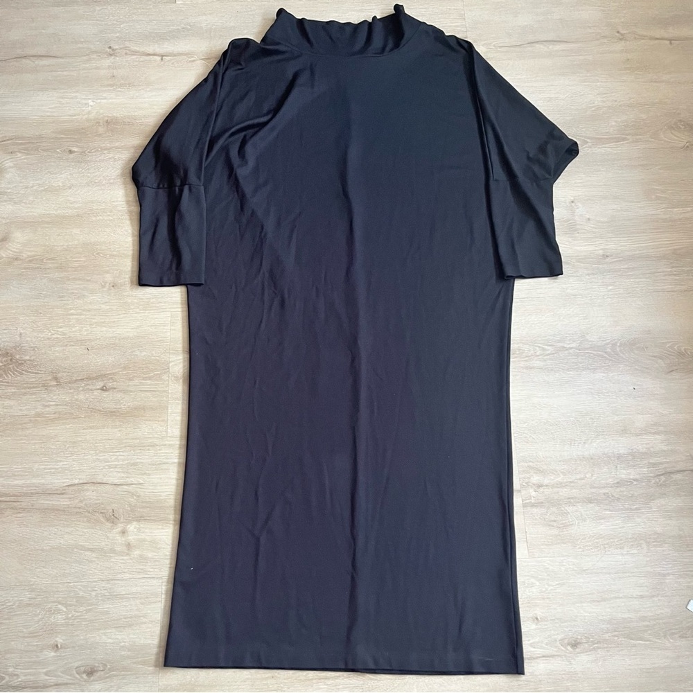Bryn Walker Black Long Sleeve Knit Maxi Dress SZ L Made in USA Lagenlook Minimal